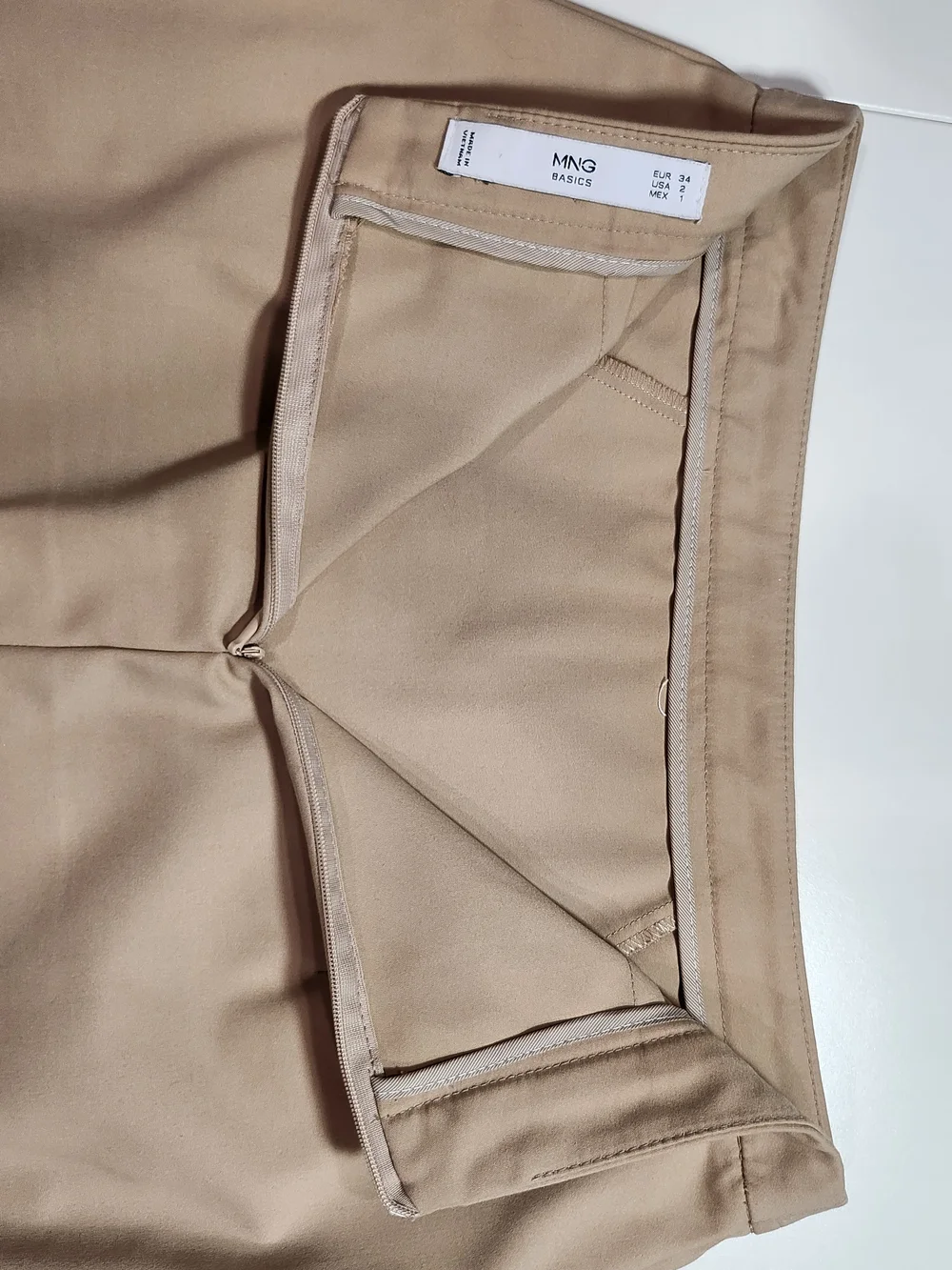 MNG Basics Beige High Waist Fitted Pencil Skirt Size 2